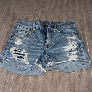 American Eagle Outfitters Blue Distressed Jean Shorts